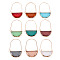 Brass Glass Hoop Earrings, Faceted, Half Round, Golden, Mixed Color, 46mm, Pin: 0.8mm