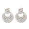 Rack Plating Double Horn Brass Micro Pave Clear Cubic Zirconia Stud Earrings, Long-Lasting Plated, Lead Free & Cadmium Free, Platinum, 29.5x24mm