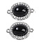 Brass Micro Pave Clear Cubic Zirconia Connector Charms, Cadmium Free & Nickel Free & Lead Free, Black Glass Oval Links, Platinum, 18x12x7.5mm, Hole: 1.2mm