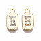 Brass Micro Pave Clear Cubic Zirconia Pendants, Nickel Free, Real 18K Gold Plated, Oval with Word, Letter.E, 16x7.5x1.5mm, Hole: 1.8mm