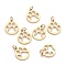 Ion Plating(IP) 304 Stainless Steel Pet Charms, with Jump Rings, Flat Round with Dog Footprint, Golden, 9.5x8x1.5mm, Hole: 2mm