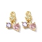 Brass Micro Pave Cubic Zirconia Charms, Cadmium Free & Nickel Free & Lead Free, Star with Flat Round and Heart Charms, Real 18K Gold Plated, 11x8x3mm, Hole: 1mm