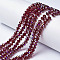 Electroplate Transparent Glass Beads Strands, Half Rainbow Plated, Faceted, Rondelle, Dark Red, 4x3mm, Hole: 0.4mm, about 110~115pcs/strand, 39~40cm