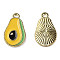 Alloy Enamel Pendants, Cadmium Free & Lead Free, Light Gold, Avocado, Gold, 18.5x11x1.5mm, Hole: 1.4mm
