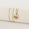 Alloy & Plastic Inner Flower Flat Round Pendant Necklaces, Golden, Pearl Pink, 17.72 inch(45cm)