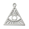 Non-Tarnish 304 Stainless Steel Pendants, Laser Cut, Triangle with Eye Charm, Stainless Steel Color, 24x23x1mm, Hole: 2.5mm