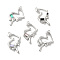 Alloy Pendant, with Glass, Platinum, Lead Free & Cadmium Free, Heart Charm, Mixed Color, 33.5x20x5.5mm, Hole: 1.4mm