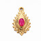 304 Stainless Steel Pendants, with White Jade, Teardrop, Dyed & Heated, Deep Pink, 22x14x5mm, Hole: 1.6mm