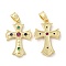 Brass Micro Pave Cubic Zirconia Pendants, Lead Free & Cadmium Free, Cross, Real 18K Gold Plated, 29x19.5x3.5mm, Hole: 6X4mm
