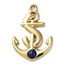 PVD Vacuum Plating 316 Stainless Steel Pendants, with Natural Lapis Lazuli, Anchor, Real 18K Gold Plated, 23x15.5x3mm, Hole: 1.8mm