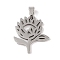 Non-Tarnish 201 Stainless Steel Pendants, Flower Charm, Stainless Steel Color, 25x21x1.5mm, Hole: 4x7mm