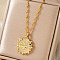 Elegant Hip-hop Style Sun Brass Pave Clear Cubic Zirconia Pendant Necklaces for Daily Wear, Golden, 15.75 inch(40cm)
