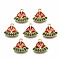 Brass Micro Pave Cubic Zirconia Charms, Nickel Free, Fan, Real 18K Gold Plated, 11.5x12x3.5mm, Hole: 1mm