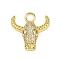 Brass Micro Pave Cubic Zirconia Pendants, Long-Lasting Plated, Cadmium Free & Lead Free, Rack Plating, Bull Head Shaped, Real 18K Gold Plated, 19.5x19x5mm, Hole: 3mm
