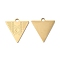 Ion Plating(IP) 316L Surgical Stainless Steel Pendants, Nickel Free, Triangle Charm, Textured, Real 18K Gold Plated, 19x17.8x1.2mm, Hole: 2mm