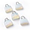 Opalite Brass Pendants, Platinum, Bag, 27.5x25x10mm, Hole: 6mm
