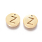 304 Stainless Steel Charms, Ion Plating (IP), Flat Round, Letter Z, 10x1~1.5mm, Hole: 1mm