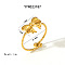 304 Stainless Steel Bowknot Open Cuff Ring Women Unique High-end Luxury Jewelry Accessories, Real 18K Gold Plated, Inner Diameter: 18.6mm