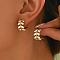 Elegant Stainless Steel Leaf Stud Earrings, Golden, White, 17mm