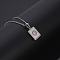 Rectangle Stainless Steel Pave Natural White Shell Pendant Necklaces, Stainless Steel Color, Letter O, 17.72 inch(45cm)