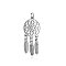 Non-Tarnish 304 Stainless Steel Pendants, with Jump Rings, Polished, Woven Net/Web with Feather, Stainless Steel Color, 32x14x1mm, Hole: 3mm