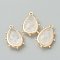 Natural Quartz Crystal Pendants, Rock Crystal Pendants, with Golden Brass Edge, Faceted, Teardrop, 22.5x14x5.5mm, Hole: 1.6mm