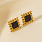 304 Stainless Steel Square Stud Earrings, Golden, 11x11mm