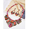 Bohemia Alloy Colorful Rhinestone Pendant Necklaces & Stud Dangle Earrings Sets, Antique Bronze, 450mm