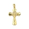 Brass Micro Pave Clear Cubic Zirconia Pendants, Crucifix Cross, Long-Lasting Plated, Rack Plating, Lead Free & Cadmium Free, Real 18K Gold Plated, 30.5x20.5x4mm, Hole: 6x3mm