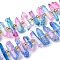 Electroplated Natural Quartz Crystal Beads Strands, Faceted, Dyed, Nuggets Stick, with Seed Beads, Pink, 11~25x3~9x4~10mm, Hole: 1~1.2mm, about 19~26pcs/strand, 7.09~7.48''(18~19cm)