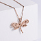 Minimalist Hollow Dragonfly Stainless Steel Pendant Necklaces for Women, Rose Gold