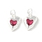 Brass Micro Pave Cubic Zirconia Pendants, Heart Charms, Rack Plating, Lasting Plated, Cadmium Free & Lead Free, with Jump Ring, Cerise, 12.5x10.5x3.5mm, Hole: 4.5mm