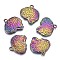 Alloy Pendants, Cadmium Free & Lead Free, Brain Shape, Rainbow Color, 22.5x21.5x2mm, Hole: 2mm