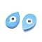 Synthetic Turquoise Cabochons, with Enamel, teardrop, with Evil Eye, Deep Sky Blue, 15x10x3mm