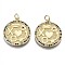 Brass Micro Pave Colorful Cubic Zirconia Pendants, with Jump Ring, Cadmium Free & Nickel Free & Lead Free, Flat Round with Heart & Flower & Arrow & Lip & X & O, Real 16K Gold Plated, 23.5x20.5x2mm, Jump Ring: 5x0.6mm, Inner Diameter: 3mm