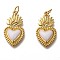 Golden Tone Brass Enamel Pendants, with Jump Rings, Long-Lasting Plated, Heart, White, 22x12x3mm, Hole: 3.5mm
