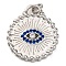 Brass Micro Pave Cubic Zirconia Pendants, Cadmium Free & Lead Free, Flat Round with Eyes Charms, Platinum, 20.5x17.5x2.5mm, Hole: 2.7mm