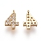 Brass Micro Pave Clear Cubic Zirconia Charms, Number, Golden, Num.4, 9.5~10x4~6.5x2mm, Hole: 0.8mm