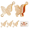Brass Connector Charms, Textured, Nickel Free, Butterfly, Real 18K Gold Plated, 18x10.5x3.5mm, Hole: 1mm, 30pcs/box