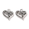 Tibetan Style Filigree Alloy Heart Charms, Cadmium Free & Lead Free, Antique Silver, 14x13x3mm, Hole: 1.5mm, about 1100pcs/1000g