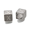 304 Stainless Steel European Beads, Large Hole Beads, Cube with Letter, Letter X, 7x7x7mm, Hole: 5.5mm
