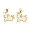 Brass Micro Pave Clear Cubic Zirconia Pendants, Cadmium Free & Lead Free, with Synthetic Opal, Real 18K Gold Plated, Unicorn Charms, White, 16.5x17x2mm, Hole: 4.5x3mm