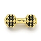 Brass Micro Pave Black Cubic Zirconia Beads, Cadmium Free & Nickel Free & Lead Free, Dumbbell, Real 18K Gold Plated, 6.5x16.5x3.5mm, Hole: 1.8mm