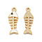 Alloy Enamel Pendants, Fishbone Charms, Golden, White, 23.5x8.5x1.5mm, Hole: 1.6mm