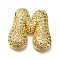 Brass with Cubic Zirconia Pendants, Cadmium Free & Nickel Free & Lead Free, Letter M, Letter M, 22.5x23x6.5mm, Hole: 4mm