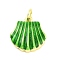 Real 18K Gold Plated Rack Plating Brass Enamel Charms, with Jump Ring, Long-Lasting Plated, Lead Free & Cadmium Free, Shell Shape Charm, Lime Green, 14x14x3.5mm, Hole: 3mm