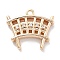 Brass Micro Pave Cubic Zirconia Charms, Cadmium Free & Nickel Free & Lead Free, Net, Real 18K Gold Plated, 13.5x15x3.5mm, Hole: 1.4mm