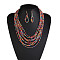 Bohemian Style Glass Seed Beaded Multilayer Necklaces & Teardrop Dangle Earrings Sets, Colorful, 490mm