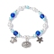 ABS Plastic Imitation Pearl Beads Stretch Bracelet, with Alloy Pendant and Elastic Crystal Thread, Tortoise, Inner Diameter: 2-1/2 inch(6.5cm)
