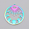 Ion Plating(IP) 201 Stainless Steel Pendants, Laser Cut, Moon Phase Charms, Rainbow Color, 30x28x1mm, Hole: 1.4mm